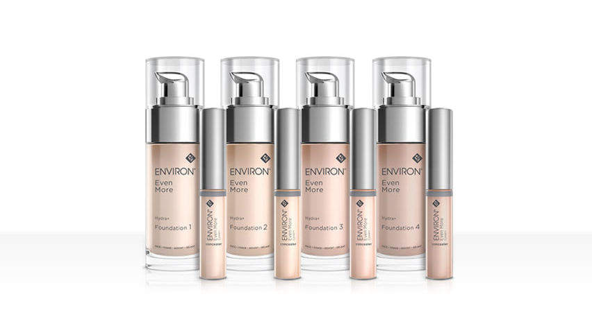Environ Even More Care Foundations and Concealers, white background