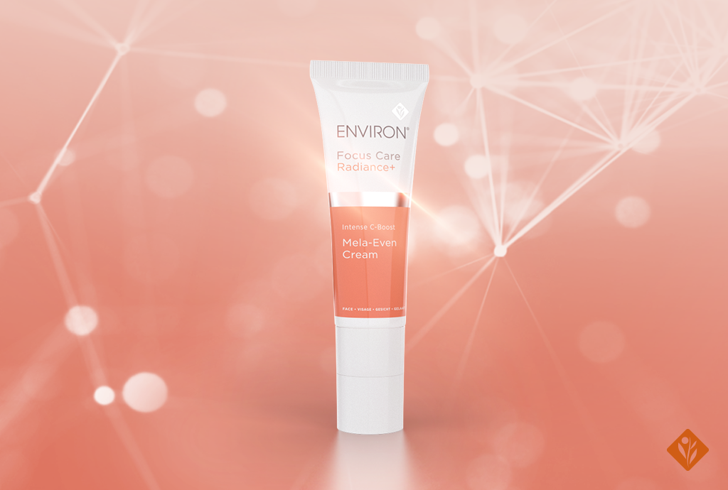 Environ's Focus Care Radiance+ C-Boost Mela-Even Cream, sparkly background