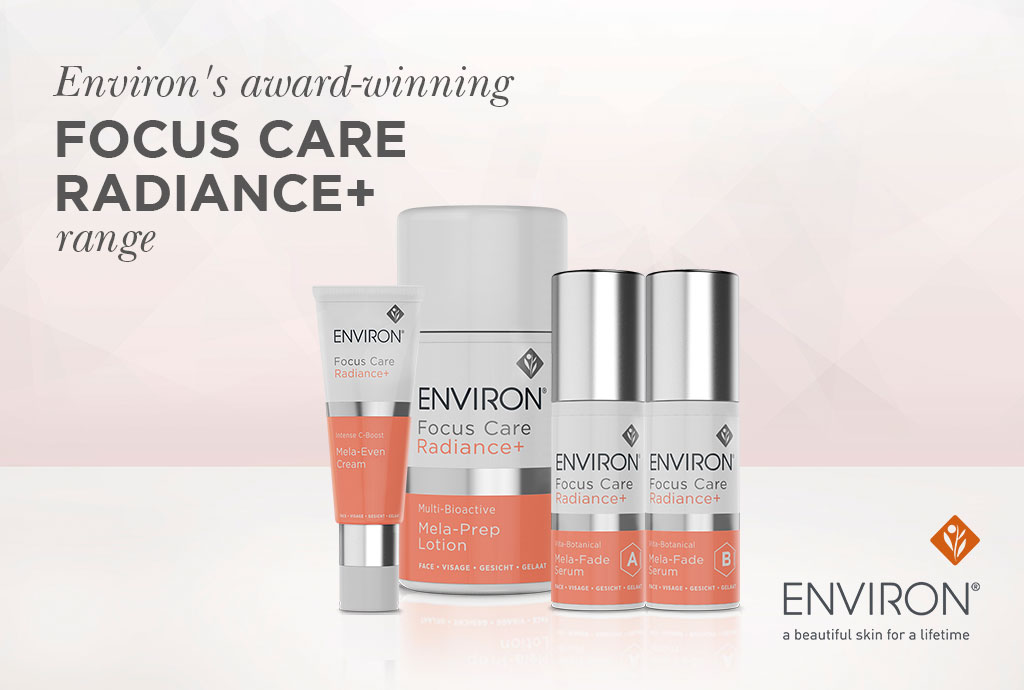 Environ award winning Focus Care Radiance+ range banner
