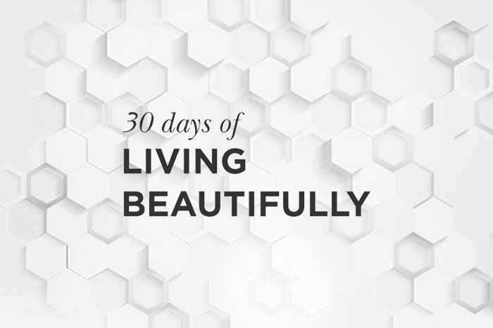 white background of hexagons with the caption, 30 days of living beautifully