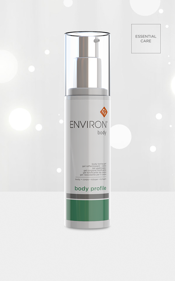 A bottle of Environ Body Profile with a sparkly background