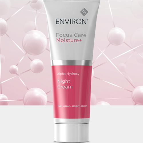 Environ Focus Care Moisture+ Alpha Hydroxy Night Cream, pink background