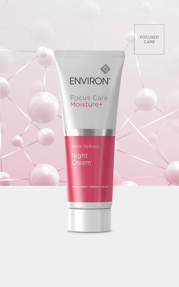 Environ Focus Care Moisture+ Alpha Hydroxy Night Cream, pink background