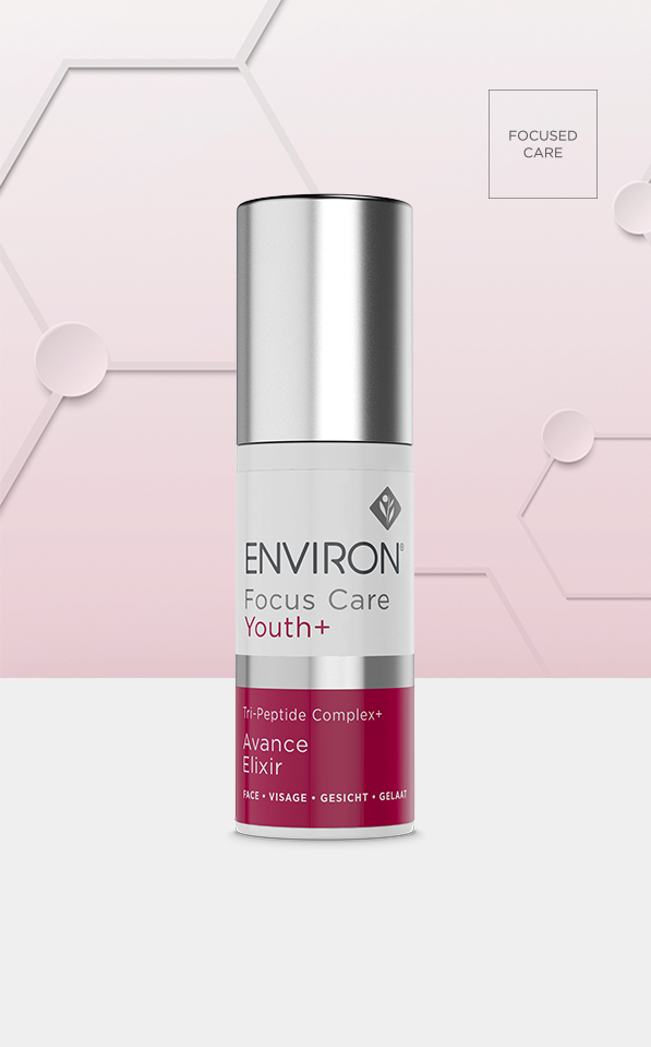 Environ Focus Care Youth+ Tri- Peptide Complex+ Avance Elixir, pink background