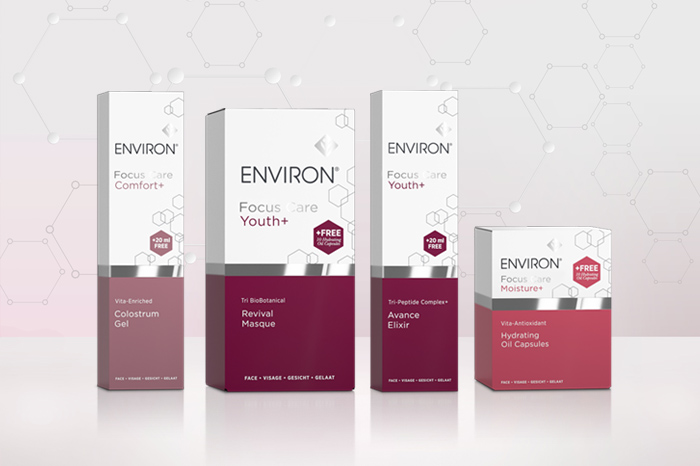 Environ's Focus Care Comfort+, Youth+ & Moisture+ products