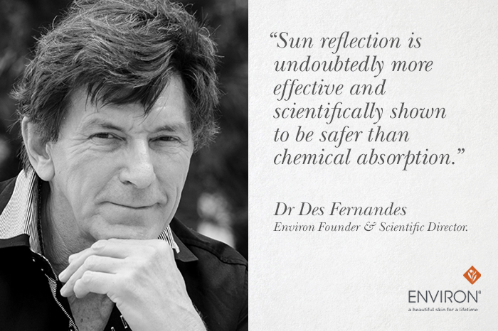 Dr Des Quote on Sun Reflection safety vs chemical absorption