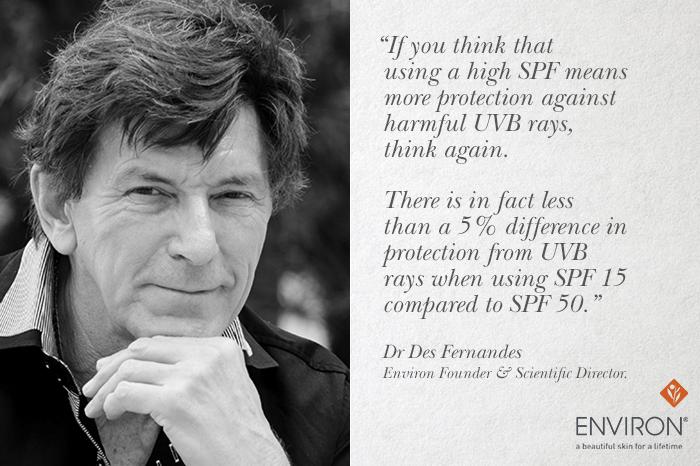 Dr. Des qoute about high spf sunscreens